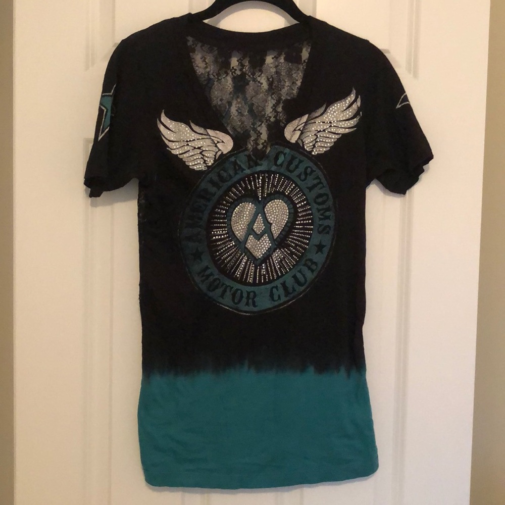 Black & Teal Heart Wings Tee-Shirt 🤍